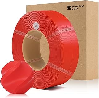 Filamento di ricarica base in bambù PETG da 1,75 mm, 1 kg, con RFID, per stampanti 3D Bambu Lab serie A1/X1/P1, forte resistenza, uso esterno, filamento per stampa 3D, senza bobina, +/- 0,03 mm (rosso