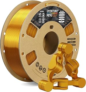 OVERTURE PETG Gold Filament 1.75mm, 1kg Spool (2.2lbs), Neatly Wound Durable PETG Filament for 3D Printer, Dimensional Accuracy +/- 0.02mm, 3D Printer Filament (Gold)