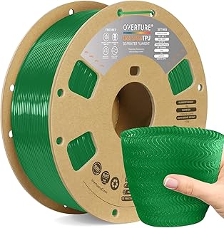 OVERTURE TPU High Speed Filament 1kg(2.2lbs), 1.75mm Flexible HS TPU Filament for 3D Printer, 1kg Spool (2.2lbs), Dimensional Accuracy +/- 0.02mm, for 3D Printer (HS Translucent Green)