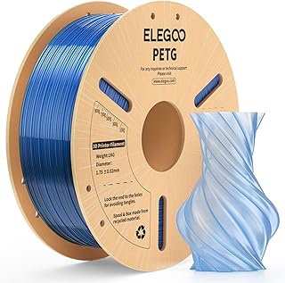 ELEGOO PETG Filament 1.75 mm Translucent Blue 1 kg Transparent Filament for 3D Printer High Precision, Robust and Durable, 1 kg Spool Compatible with Most FDM Printers