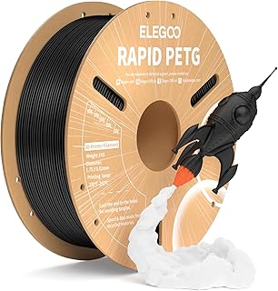 ELEGOO Rapido Filamento PETG, 1,75 mm, 1 kg, alta velocità, 30-600 mm/s, Filamento per Stampante 3D PETG, precisione dimensionale +/- 0,02 mm, adatto per la maggior parte delle stampanti 3D FDM, Nero