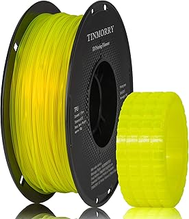 TINMORRY TPU Filament 1.75mm, TPU 95A Flexible 3D Printer Filament with Glossy Surface, Suitable for Most FDM 3D Printers, 1kg Spool, Transparent Yellow