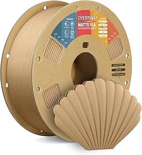 OVERTURE Filamento Matte PLA 1.75mm, 1kg Bobina (2.2lbs) Opaco PLA Filamenti per Stampante 3D, Neatly Wound Filamento Precisione Dimensionale +/- 0.02 mm, Matte Marrone Chiaro