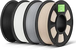 DEEPLEE PLA Matte Filament 1.75 mm, Black + White + Slate Grey + Beige 4 kg (4 x 1 kg), Uniform Matte Finish, Accuracy ±0.2 mm, No Clogging for FDM Printers