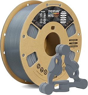 OVERTURE Filamento PETG 1.75mm, 1kg Bobina(2.2lbs), Neatly Wound Durevole PETG Filament per Stampante 3D, Precisione Dimensionale +/- 0.02 mm, 3D Printer Filamento (Grigio Chiaro)