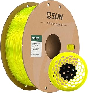 eSUN Flexible TPU Filament 1.75mm, 3D Printer Filament TPU-95A, Dimensional Accuracy +/- 0.05mm, 1kg Spool (2.2lbs) 3D Printing Filament for 3D Printers, Transparent Yellow