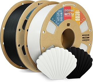 OVERTURE Matte PLA Filament 1.75 mm, 2 kg Spool (4.4 lbs) Matte PLA Filament for 3D Printer, Neatly Wound Filament Dimensional Accuracy +/- 0.03 mm, Matte Black 1 kg+White 1 kg