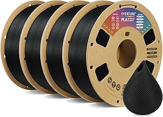 OVERTURE PLA Filament 1.75mm, 4kg Spool (8.8lbs), Dimensional Accuracy +/- 0.02mm, for 3D Printer (Black 1kg*4)