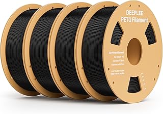 DEEPLEE PETG Filament 1.75mm, PLA 3D Printer Filament, Dimensional Accuracy +/- 0.02mm, for Most FDM 3D Printers 4kg (1kg/Spool) Black