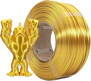 AzureFilm Refill PLA Silk Filament 1.75mm, 1kg, Glossy Finish, Bright Colors, Eco-Friendly, Compatible with Master Spool and Bamboo Reusable Spool (18K Gold, 1kg)