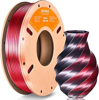 ERYONE PLA Silk Shiny 3D Printer Filament 1.75mm, Dual Silk PLA Filament, Bicolor Silk Filament Two Tone PLA +/- 0.02mm, 250g/Spool, Black Red