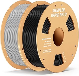 DEEPLEE PETG Rapido Filamento 1.75 mm - Kit da 2 KG (Nero, Grigio), Alta Resistenza agli Urti, Stampa Fino a 638 mm/s, per Stampanti 3D FDM