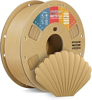 OVERTURE Filamento Matte PLA 1.75mm, 1kg Bobina (2.2lbs) Opaco PLA Filamenti per Stampante 3D, Neatly Wound Filamento Precisione Dimensionale +/- 0.02 mm, Matte Legno