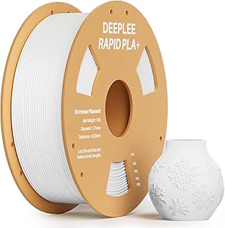 DEEPLEE Rapido Filamento PLA Plus 1,75 mm, Filamento PLA+ ad Alta Velocità Fino a 600 mm/s, Precisione Dimensionale +/- 0,02 mm, per Stampanti 3D FDM, Bianco 1KG