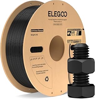 ELEGOO Filamento ABS 1,75 mm per Stampante 3D, Elevata Tenacità e Resistenza agli Urti, Resistente al Calore e all’Acqua, Qualità Industriale Adatto per Stampanti FDM, Bobina da 1 kg, Nero