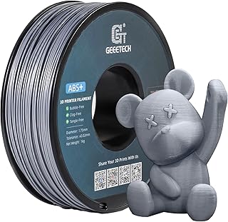 Geeetech Filamento ABS+ per stampante 3D 1.75mm argento, filamento per stampa 3D ABS 1KG 1 bobina