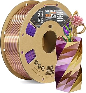 OVERTURE Filamento Seta PLA Doppio Colore 1.75mm per Stampante 3D, 1kg Bobina(2.2lbs), Precisione Dimensionale +/- 0.03 mm 3D Printer Filamento (Seta Viola-Oro)