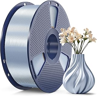 SUNLU PLA+ Silk Filament, Filamento 3D in Seta Metallizzata Lucida, filamento per Stampante 3D PLA PLUS ad alta Resistenza, Bobina da 1 kg, Argento