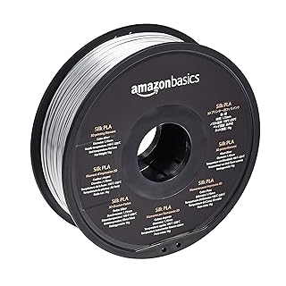 Amazon Basics Filamento in PLA effetto seta per stampante 3D, 1,75 mm, in bobina da 1 kg, seta argento