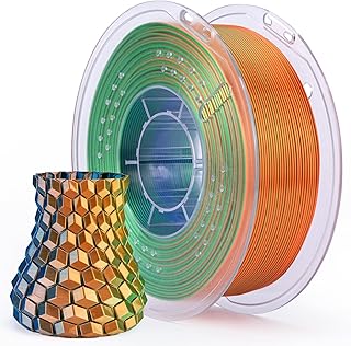 ELEGOO PLA Silk Filament 1.75 mm Three Colors Blue Green Orange 1 kg, Silk PLA Filament for 3D Printer Dimensional Accuracy +/- 0.02 mm Filament Suitable for Most FDM 3D Printers