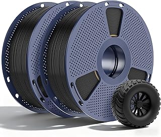 SUNLU 2KG TPU Stampa Filamento 3D 1.75mm,TPU 95A di Qualità Industriale,Resistente all'usura, Flessibile, Elevata Elasticità, Facile Da Stampare, Precisione ±0,03mm,1KG, 2 Bobine Nero