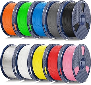 SUNLU Confezione di filamenti in TPU da 10 kg, filamento in poliuretano ad alta velocità 95A, 1 kg per rotolo, totale 10 rotoli (nero + bianco + grigio + rosso + blu + verde + arancione + giallo +