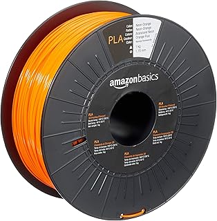 Amazon Basics Filamento per stampanti 3D, in polilattato (PLA), 1.75 mm, arancione neon, 1 kg per bobina