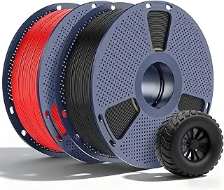 SUNLU 2 kg TPU 3D Filament Printing 1.75 mm, Industrial Quality TPU, Wear-resistant, Flexible, High Elasticity, Easy to Print, Accuracy ±0.3 mm, 1 kg, 2 Spools Black+Red