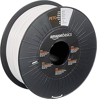 Amazon Basics Filamento per stampanti 3D, in PETG, 1.75 mm, bianco, 1 kg per bobina