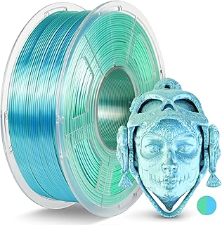 JAYO PLA Silk Filament 1.75 mm, Two Colours Silk Filament 3D Printers Blue+Green, 1.1 kg Spool, Dimensional Accuracy +/- 0.03 mm