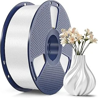 SUNLU PLA+ Silk Filament, 3D Metallic Silk Filament, High Strength PLA PLUS 3D Printer Filament, 1 kg Spool, White