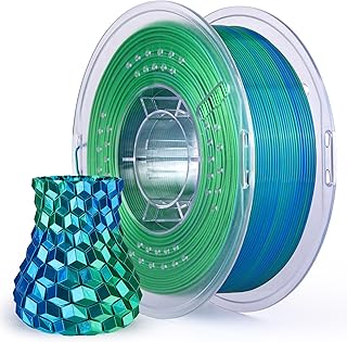 ELEGOO PLA Silk Filament 1.75 mm Two Colors Blue Green 1 kg, Silk PLA Filament for 3D Printer Dimensional Accuracy +/- 0.02 mm Filament Suitable for Most FDM 3D Printers