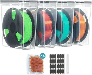 Vtopmart Set of 4 Filament Boxes 4L for 3D Printer | Waterproof and dustproof container with desiccant, stackable for 1kg coil, compatible with PLA/ABS/PETG/TPU/nylon