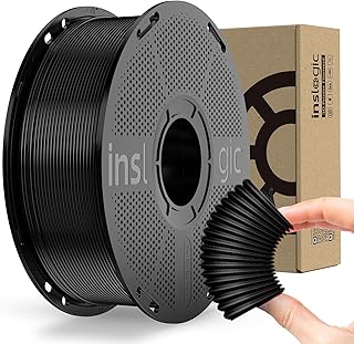 Inslogic Filamento TPU 1.75mm 95A Shore, materiale flessibile e resistente all'usura, precisione ±0.02mm, bobina da 1kg, Nero
