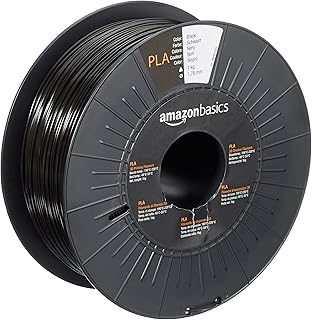 Amazon Basics Filamento per stampanti 3D, in polilattato (PLA), 1.75 mm, nero, 1 kg per bobina