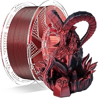 Chitu Systems Conjure Silk PLA - Filamento per stampante 3D, doppio colore da 1,75 mm, filamento per stampa 3D rosso nero, 1 kg (B-Silk PLA-nero+rosso, 1 kg)