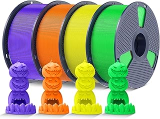 SUNLU Confezione di 4 filamenti fluorescenti per stampante 3D in PLA da 4 kg, 1,75 mm, adatti per la maggior parte delle stampanti 3D FDM, bobina da 1 kg, confezione da 4, fluorescenti (viola