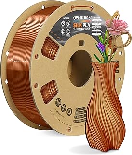 OVERTURE Silk PLA Filament 1.75mm, 1kg Spool (2.2lbs), Dimensional Accuracy +/- 0.02mm, for 3D Printer (Silk Copper)