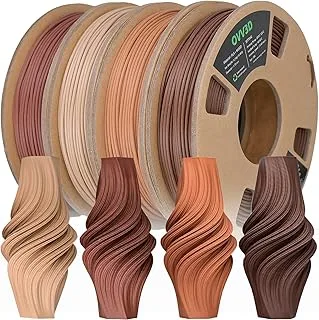 OVV3D PLA Filament 1.75mm Wood Kit, 3D Printer Filament PLA Kit, 3D Printer Filament Combinat Offer Matte, 3D Filament PLA Walnut Black Cerez Oak White Teak, PLA 200g × 4