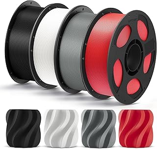 ANYCUBIC PLA+ Filamento 1,75 mm, Elevata Resistenza e Precisione - Materiali per Stampa 3D, PLA Plus Identificazione Intelligente, 4KG Nero, Bianco, Grigio Texture, Rosso